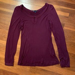 Gap Plum Long-sleeved Scoop-neck Top